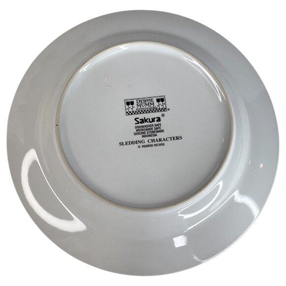 Set Of 4 Sakura Debbie Mumm Sledding Characters Ceramic Salad Plates 8.25 Skiing - Picture 7 of 9